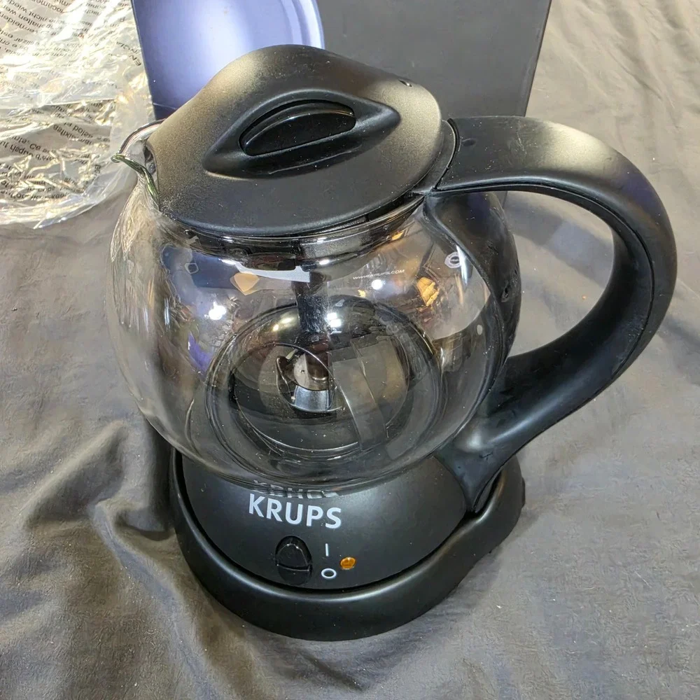 Krups Personal Magic Tea Maker FL7018 Electric Glass Infuser Kettle Black